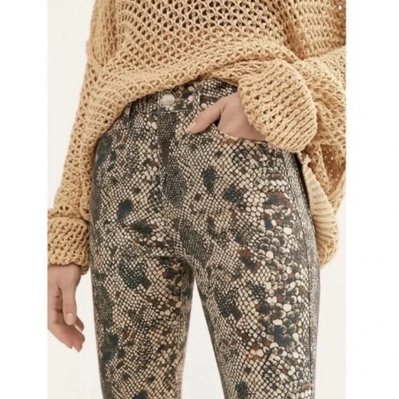 Free people jeans high waisted two faced snakeskin - Picture 5 of 14